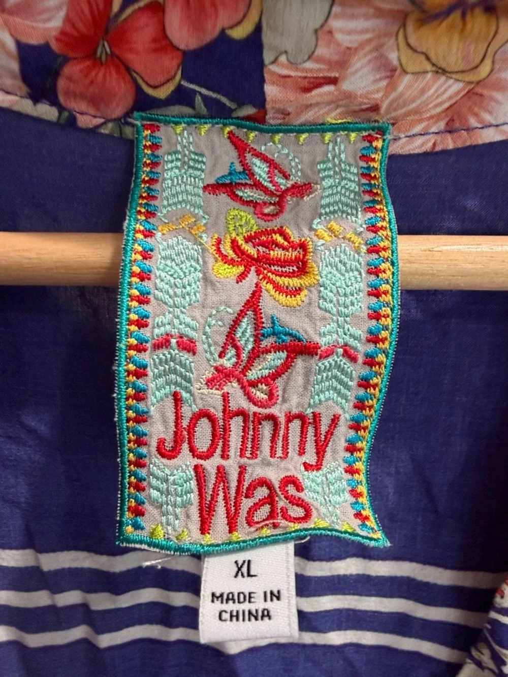 Johnny Was Blue Floral Lightweight Kimono Top - Picture 2 of 4